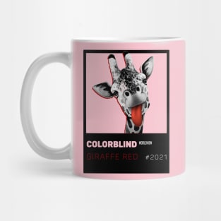 GIRAFFE RED - black card  by COLORBLIND WorldView Mug